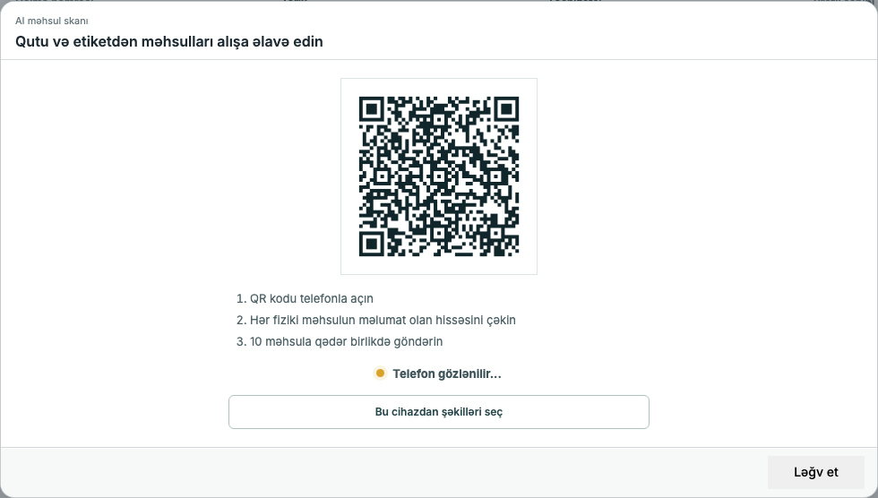 BirDesk AI məhsul skanının real interfeys görünüşü